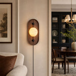 Load image into Gallery viewer, Bezel Alabaster Plug-In Wall Light with Inline Switch - product image 7