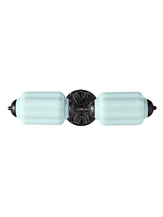 Aplique de pared horizontal Eloise de cristal vintage americano con forma de farol
