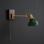 Bild in Gallery-Viewer laden, Green Glass Adjustable Vintage Wall Lamp product view
