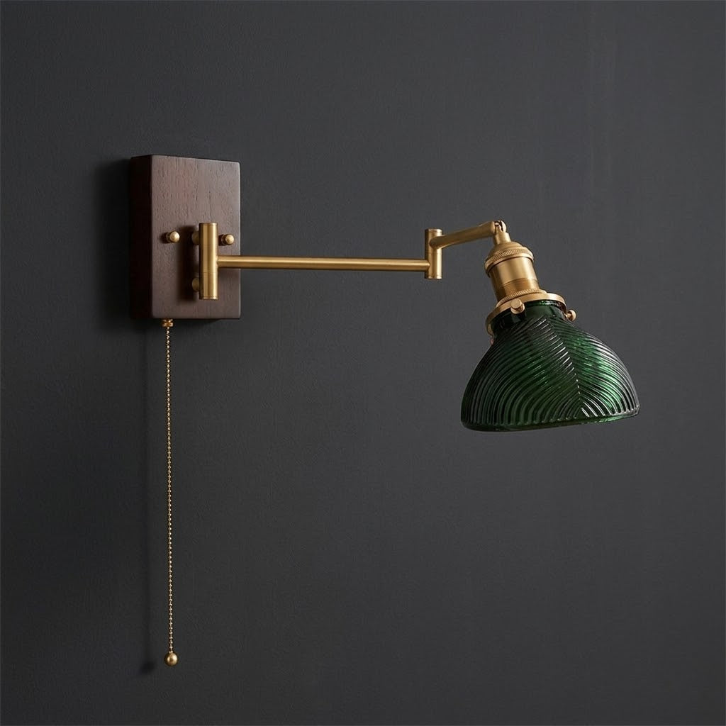 Green Glass Adjustable Vintage Wall Lamp product view