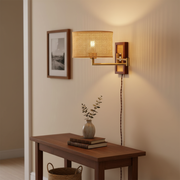 Woven Rattan Swing-Arm Wall Lamp alternate room view