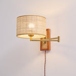 Bild in Gallery-Viewer laden, Woven Rattan Swing-Arm Wall Lamp product view