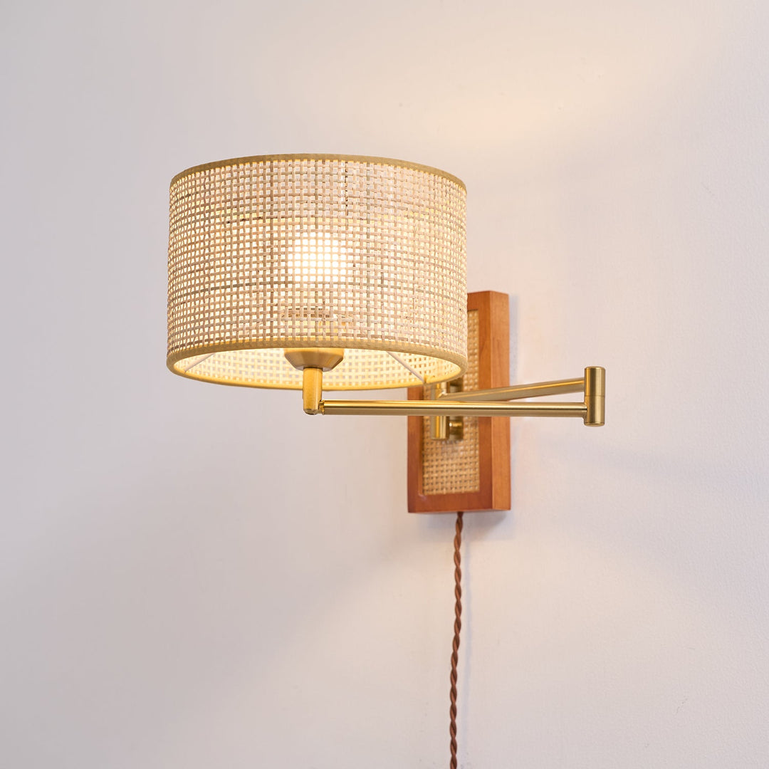 Woven Rattan Swing-Arm Wall Lamp product view