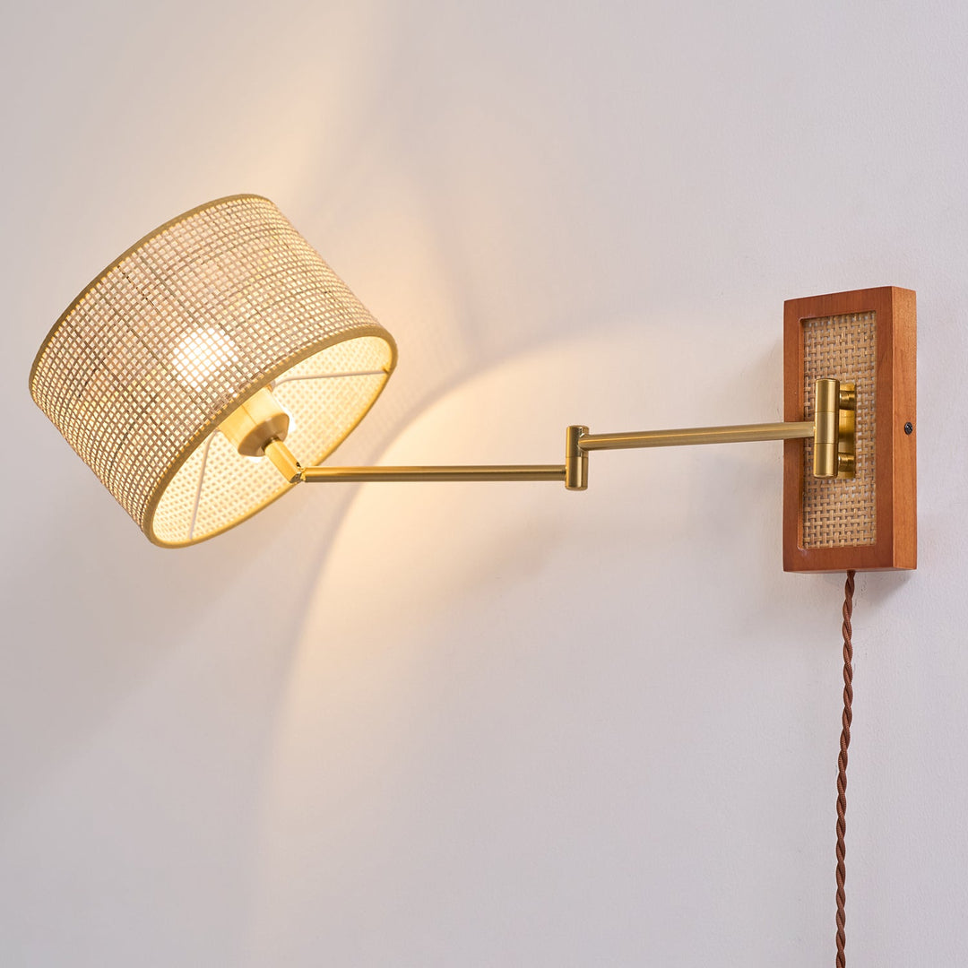 Woven Rattan Swing-Arm Wall Lamp product view