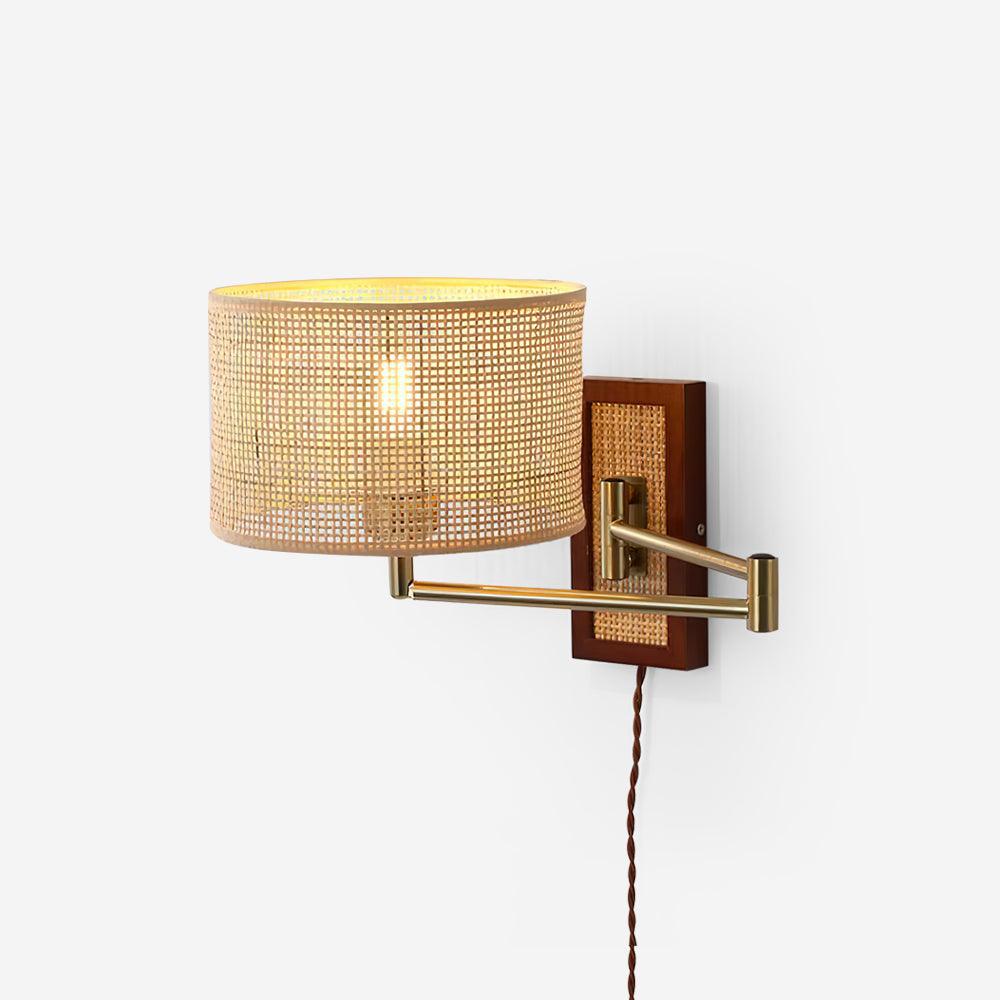Woven Rattan Swing-Arm Wall Lamp product view