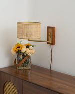 Bild in Gallery-Viewer laden, Woven Rattan Swing-Arm Wall Lamp product view