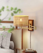 Bild in Gallery-Viewer laden, Woven Rattan Swing-Arm Wall Lamp product view