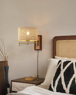 Bild in Gallery-Viewer laden, Woven Rattan Swing-Arm Wall Lamp product view