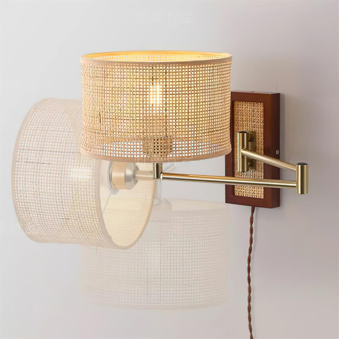 Woven Rattan Swing-Arm Wall Lamp product view