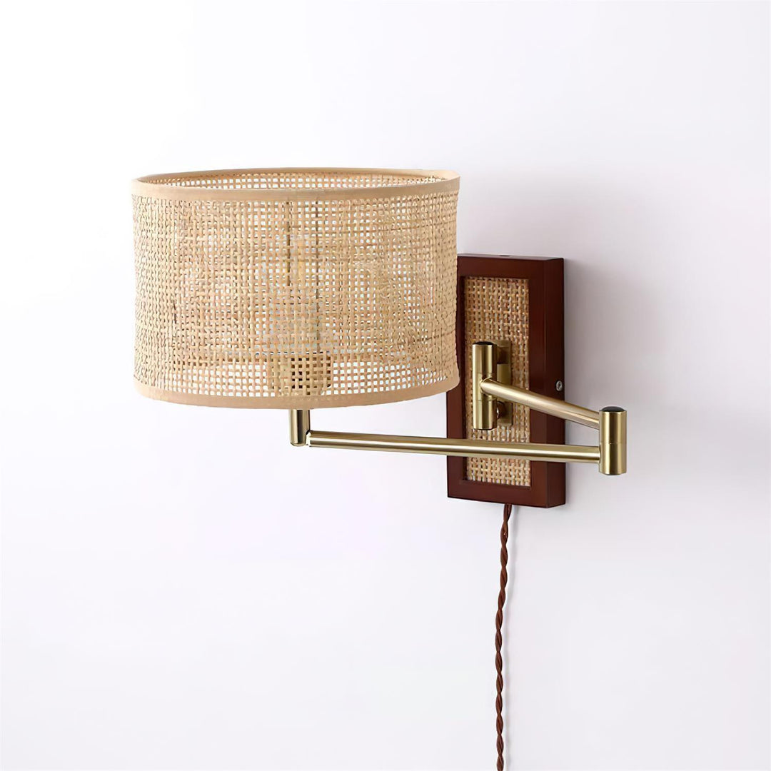 Woven Rattan Swing-Arm Wall Lamp product view
