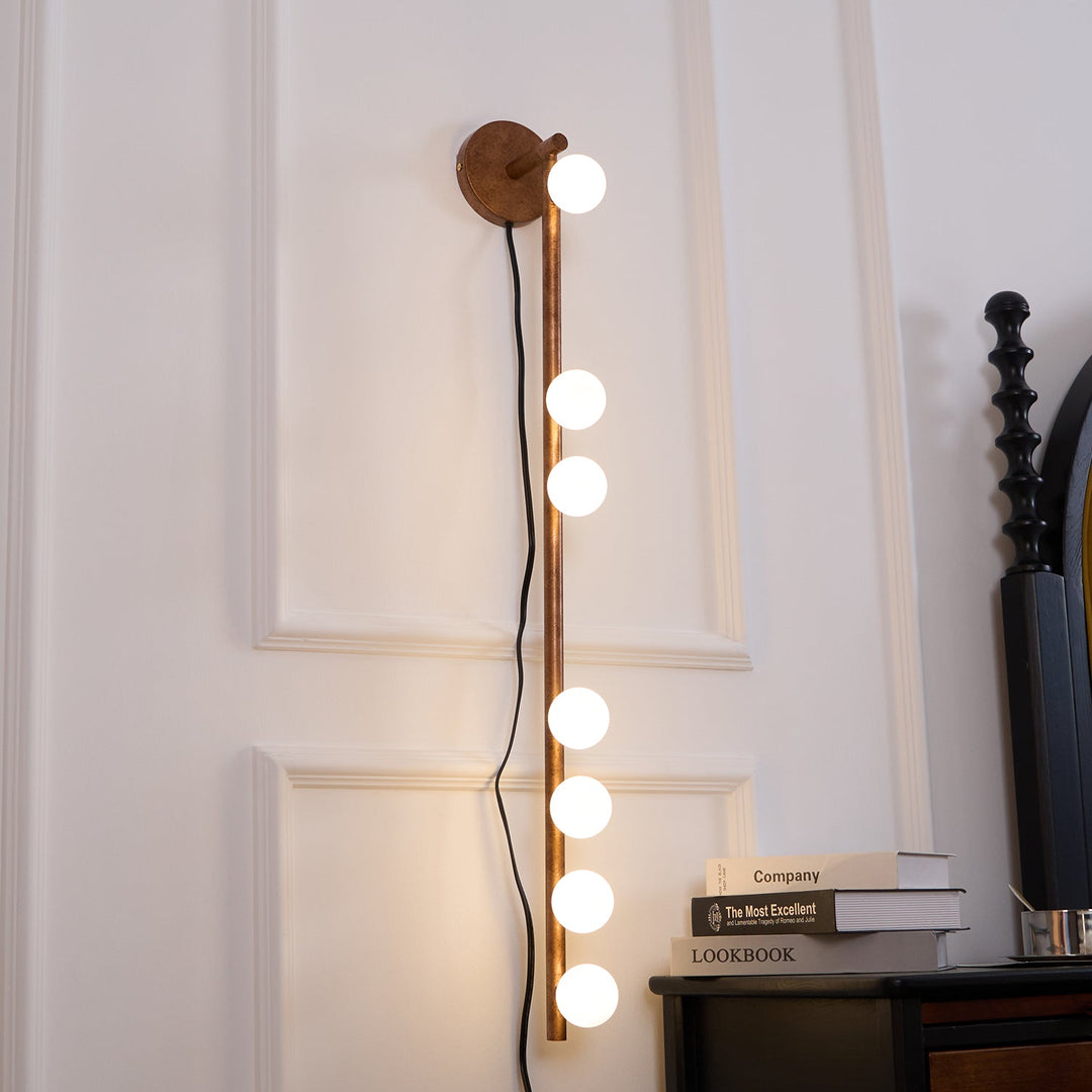 Brass Glass Tube Plug-In Wall Light with Inline Switch - product image 3