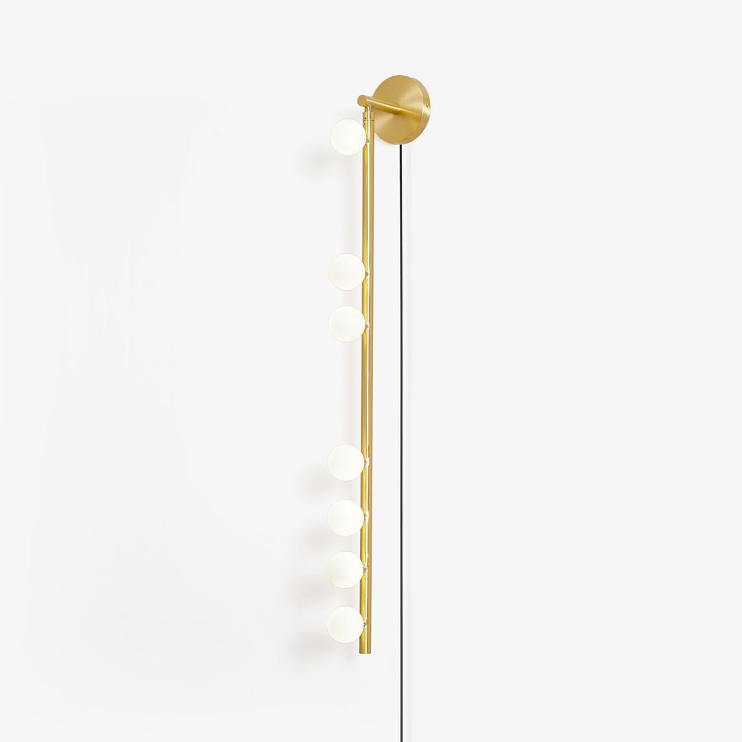 Brass Glass Tube Plug-In Wall Light with Inline Switch - product image 1