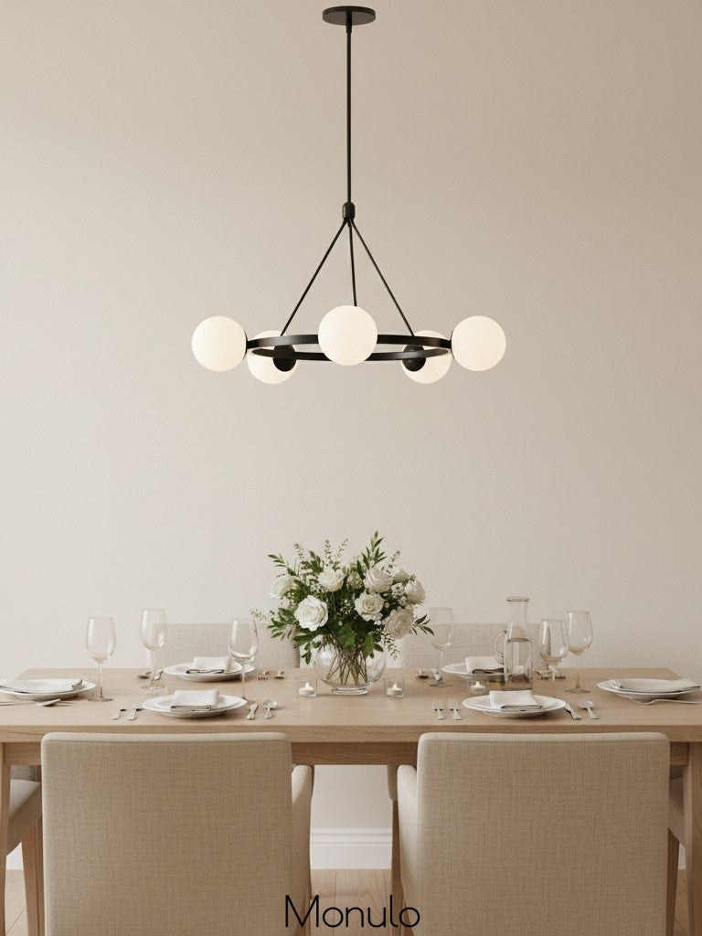 Brelia Modern Round Chandelier - Glass Globe Design For Modern Home
