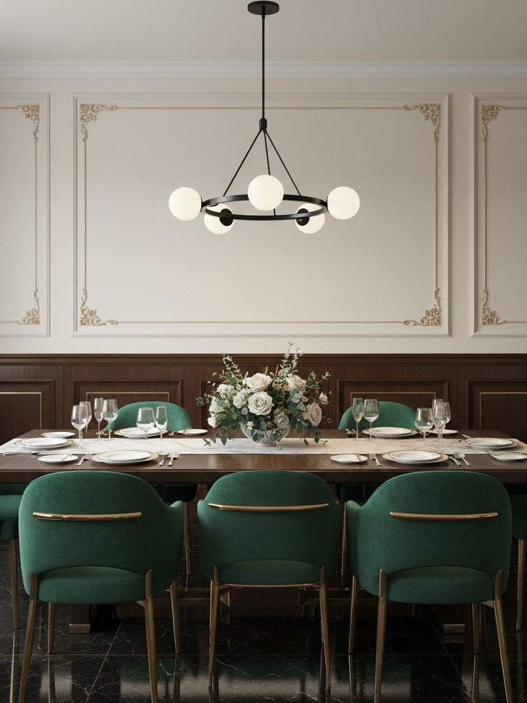 Brelia Modern Round Chandelier - Glass Globe Design For Modern Home