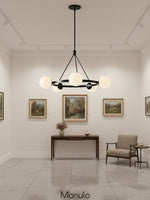 Load image into Gallery viewer, Brelia Modern Round Chandelier - Glass Globe Design For Modern Home
