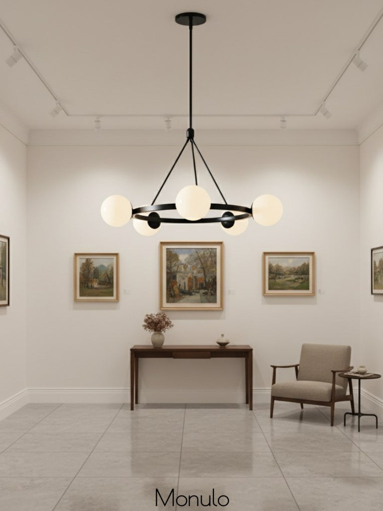 Brelia Modern Round Chandelier - Glass Globe Design For Modern Home