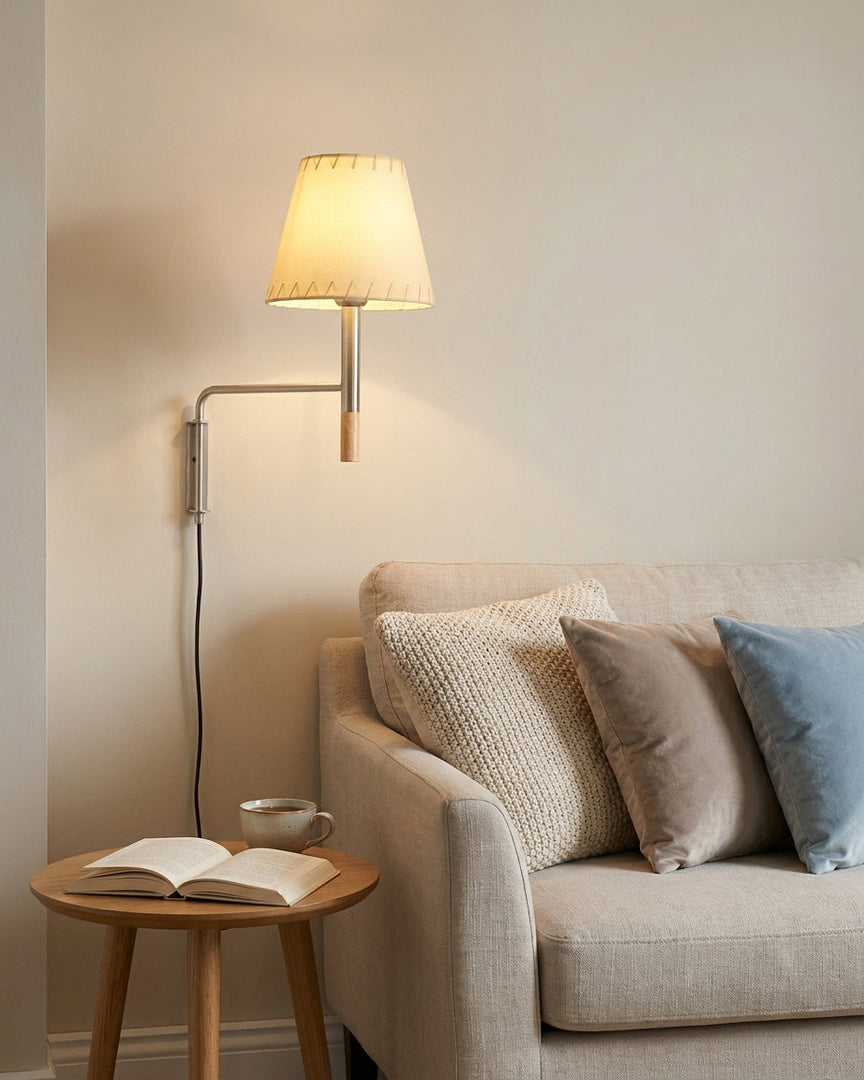 Pleated Shade Swing-Arm Plug-In Wall Sconce - product view 6