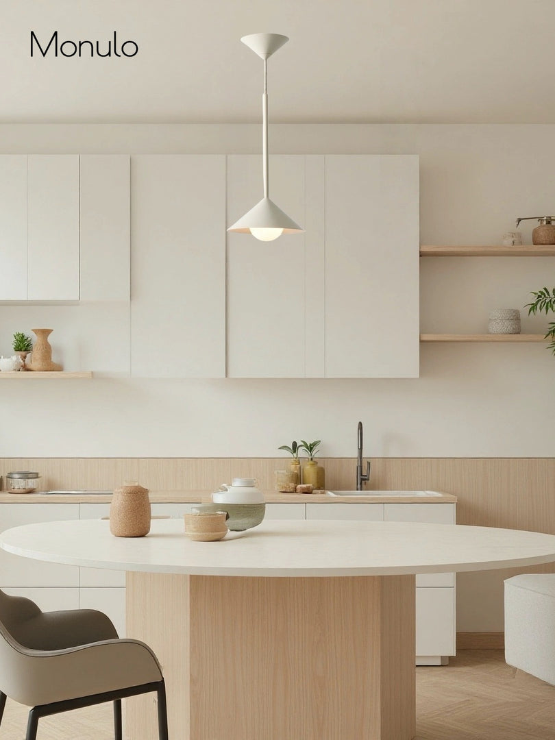 Lámpara colgante cónica de metal Brivana: diseño minimalista moderno para comedores