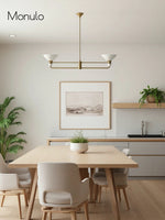 Load image into Gallery viewer, Calvor 2 Light Porcelain Chandelier - Brass Linear Dining Fixture
