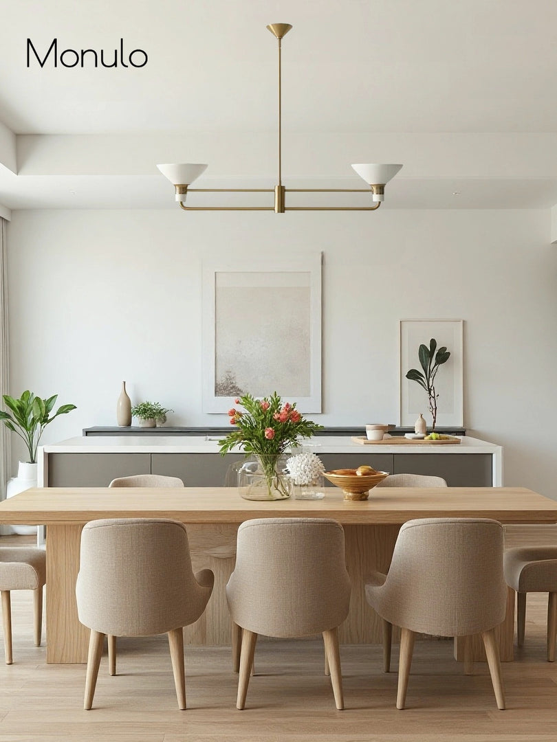 Calvor 2 Light Porcelain Chandelier - Brass Linear Dining Fixture