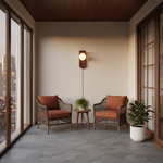Load image into Gallery viewer, Wood-Tone Globe Plug-In Wall Lamp product view