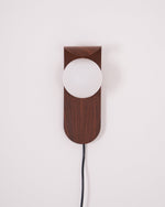 Load image into Gallery viewer, Wood-Tone Globe Plug-In Wall Lamp product view