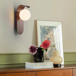 Load image into Gallery viewer, Wood-Tone Globe Plug-In Wall Lamp product view