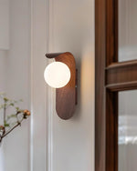 Load image into Gallery viewer, Wood-Tone Globe Plug-In Wall Lamp product view