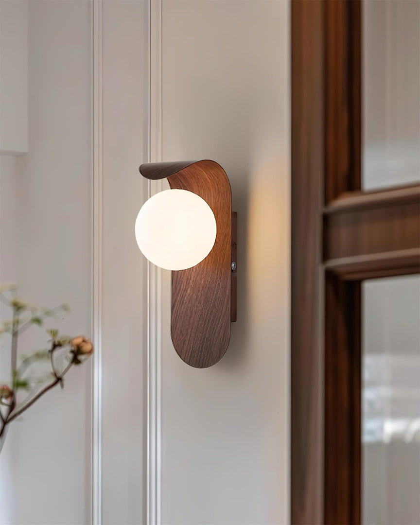 Wood-Tone Globe Plug-In Wall Lamp product view