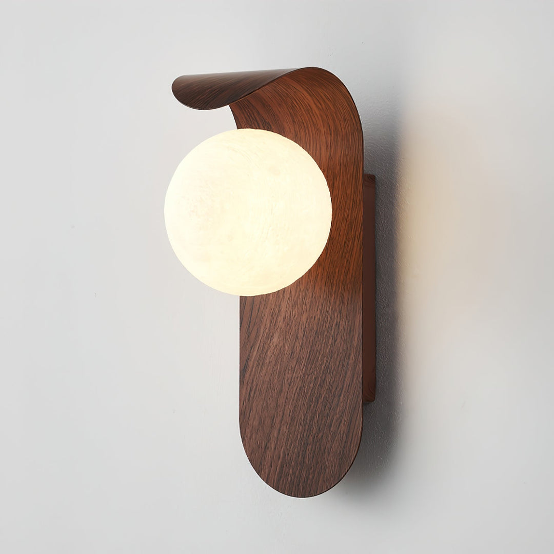 Wood-Tone Globe Plug-In Wall Lamp product view