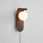 Load image into Gallery viewer, Wood-Tone Globe Plug-In Wall Lamp product view