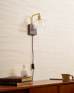 Bild in Gallery-Viewer laden, Fish-Scale Glass and Brass Plug-In Wall Lamp product view