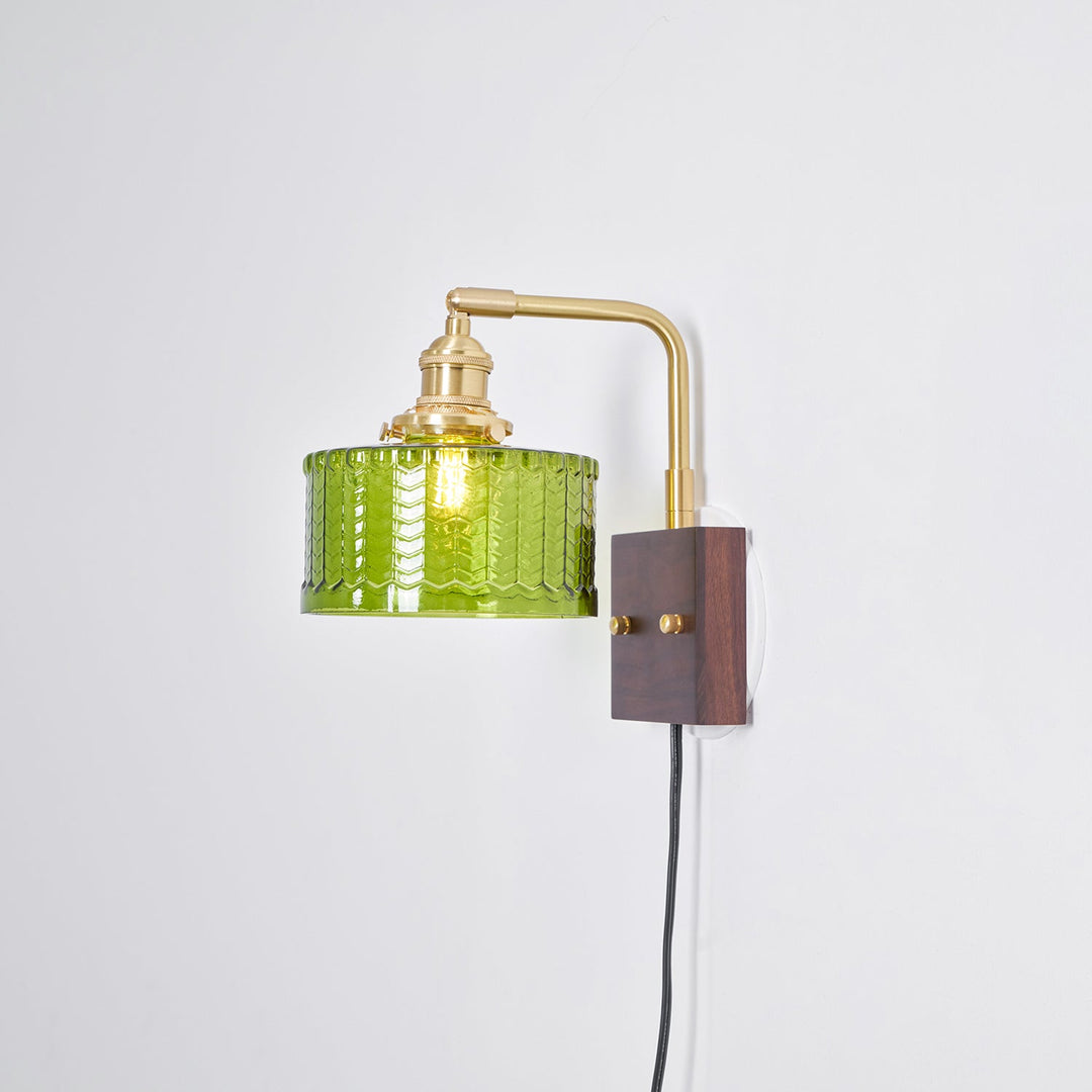 Fish-Scale Glass and Brass Plug-In Wall Lamp product view