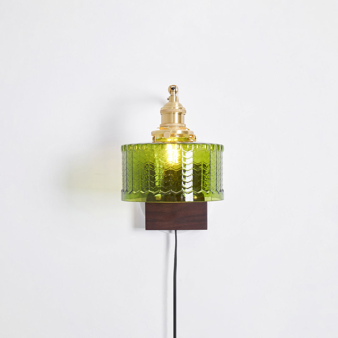 Fish-Scale Glass and Brass Plug-In Wall Lamp product view