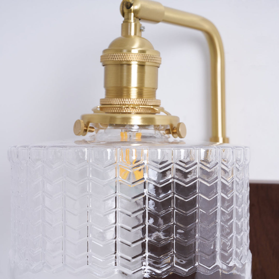 Fish-Scale Glass and Brass Plug-In Wall Lamp product view