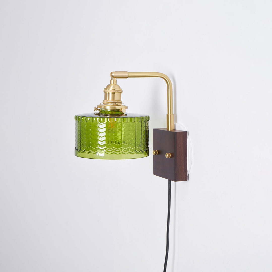Fish-Scale Glass and Brass Plug-In Wall Lamp product view