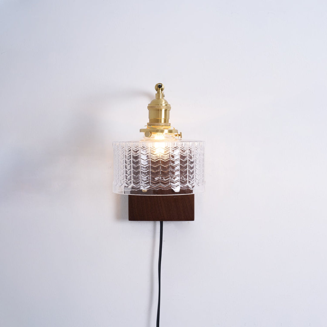Fish-Scale Glass and Brass Plug-In Wall Lamp product view