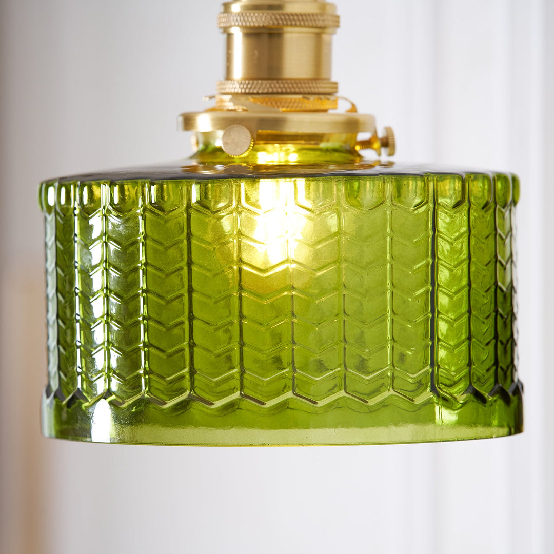 Fish-Scale Glass and Brass Plug-In Wall Lamp product view