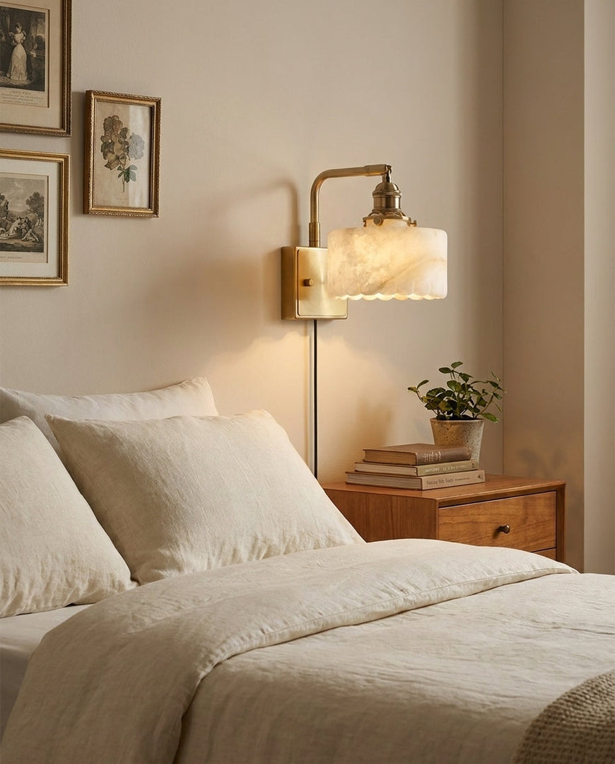 Scalloped Alabaster Brass Plug-In Wall Sconce - product view 10