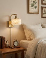 Load image into Gallery viewer, Scalloped Alabaster Brass Plug-In Wall Sconce - product view 4