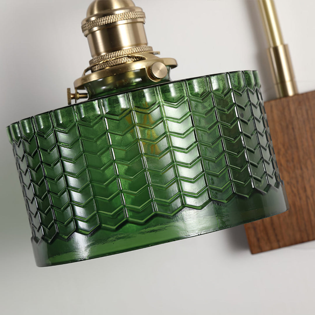 Fish-Scale Glass and Brass Plug-In Wall Lamp product view