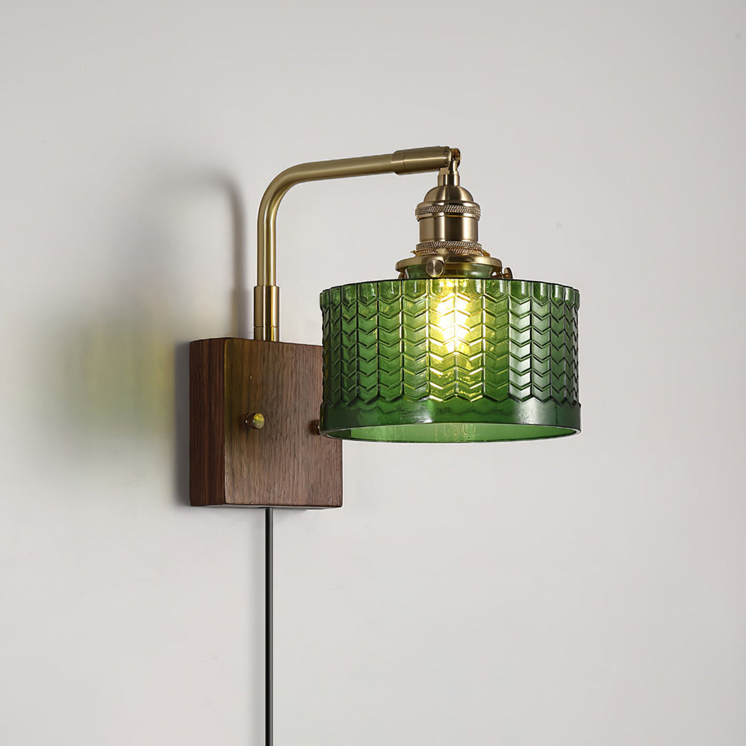 Fish-Scale Glass and Brass Plug-In Wall Lamp product view