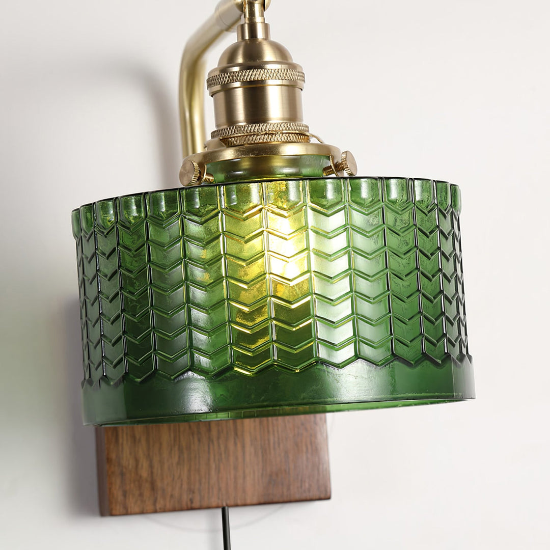 Fish-Scale Glass and Brass Plug-In Wall Lamp product view
