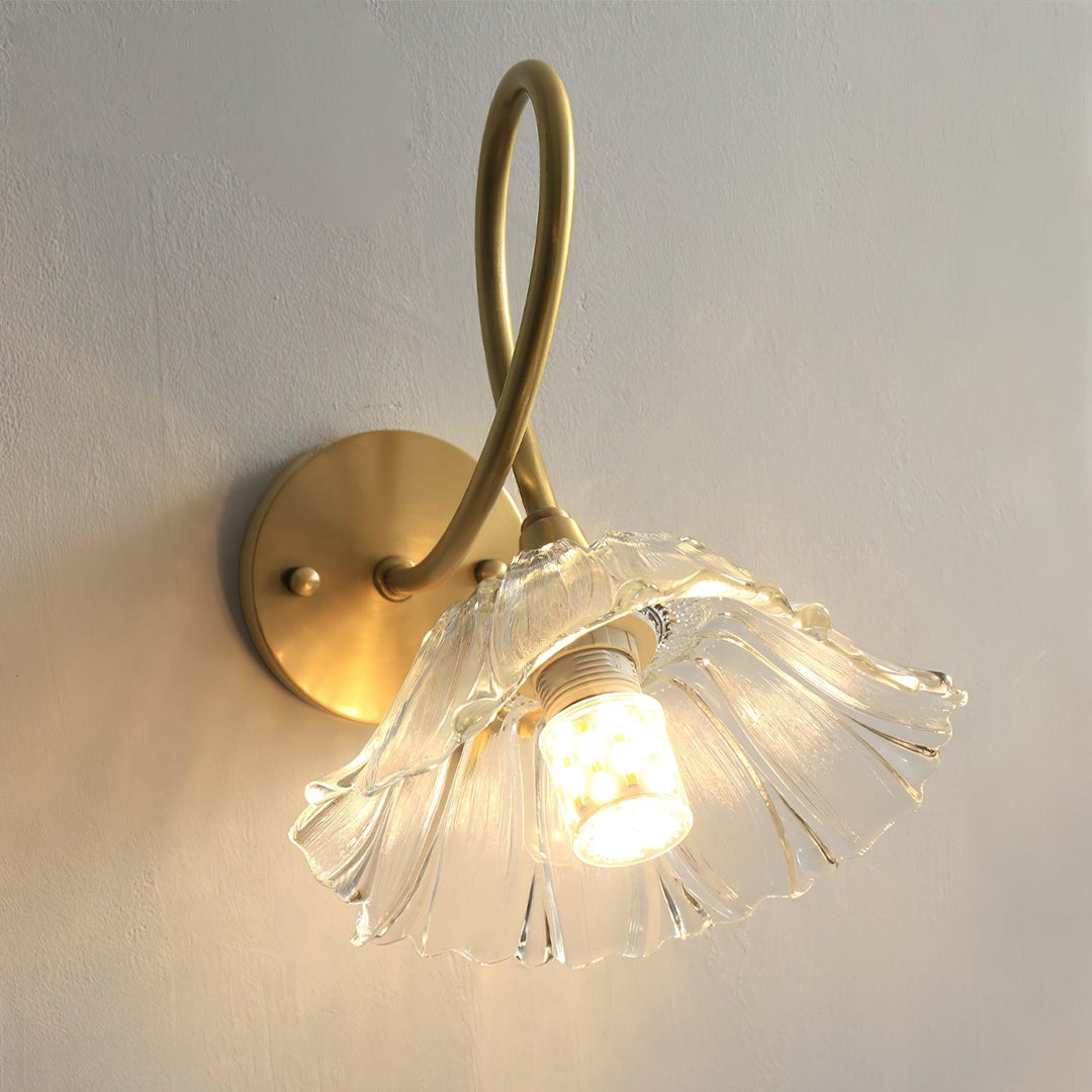 Looped Brass and Fluted Glass Plug-In Wall Lamp product view 11