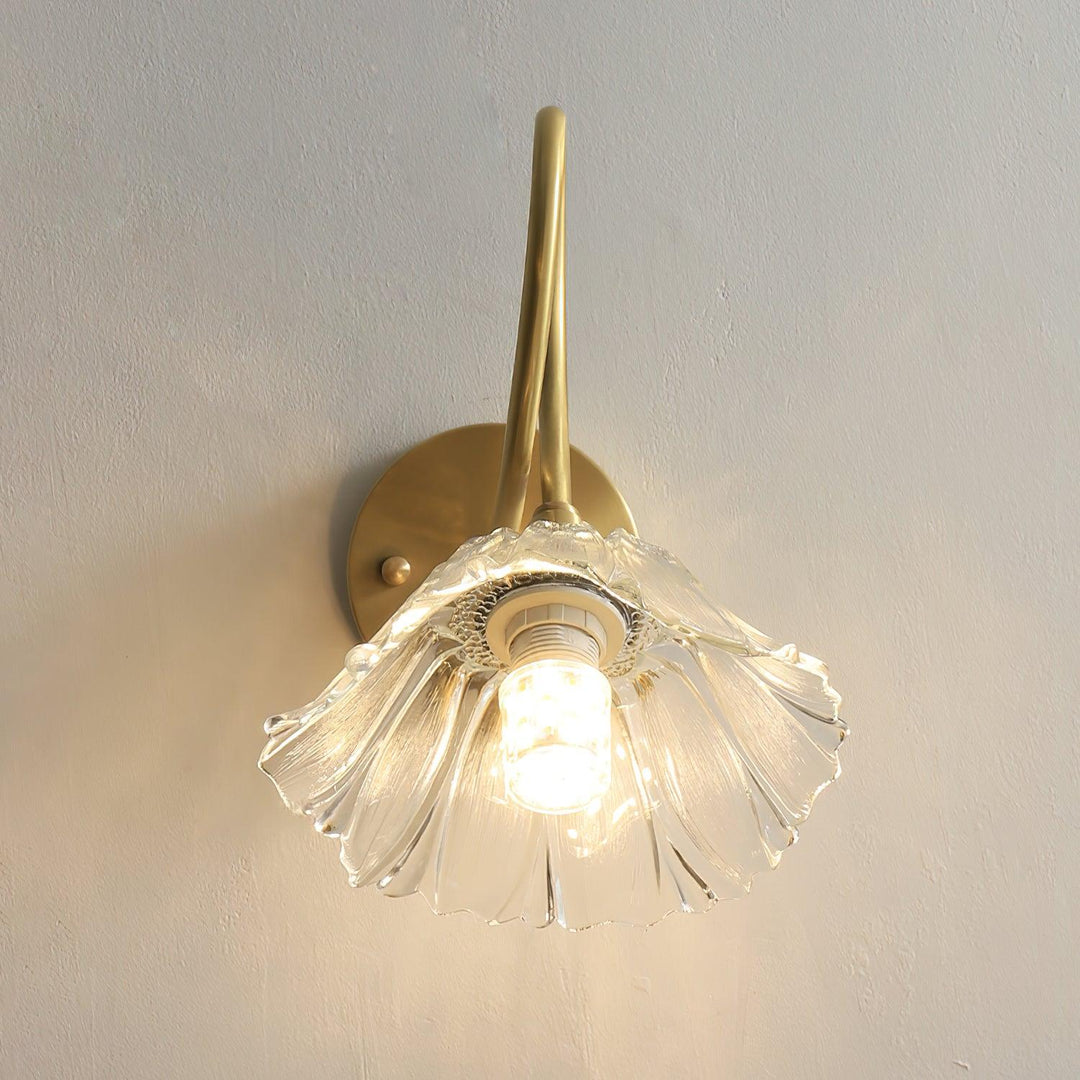 Looped Brass and Fluted Glass Plug-In Wall Lamp product view 13