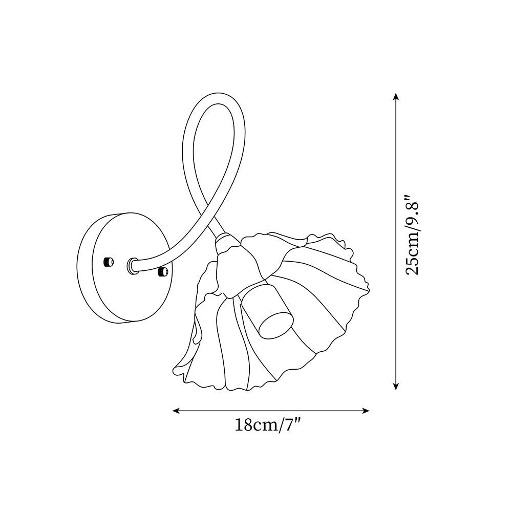Looped Brass and Fluted Glass Plug-In Wall Lamp dimension drawing 5