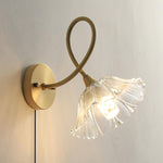 Load image into Gallery viewer, Looped Brass and Fluted Glass Plug-In Wall Lamp product view 8