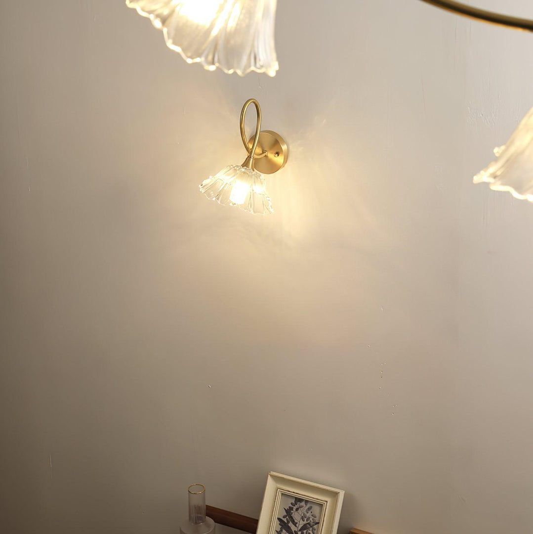 Looped Brass and Fluted Glass Plug-In Wall Lamp product view 9