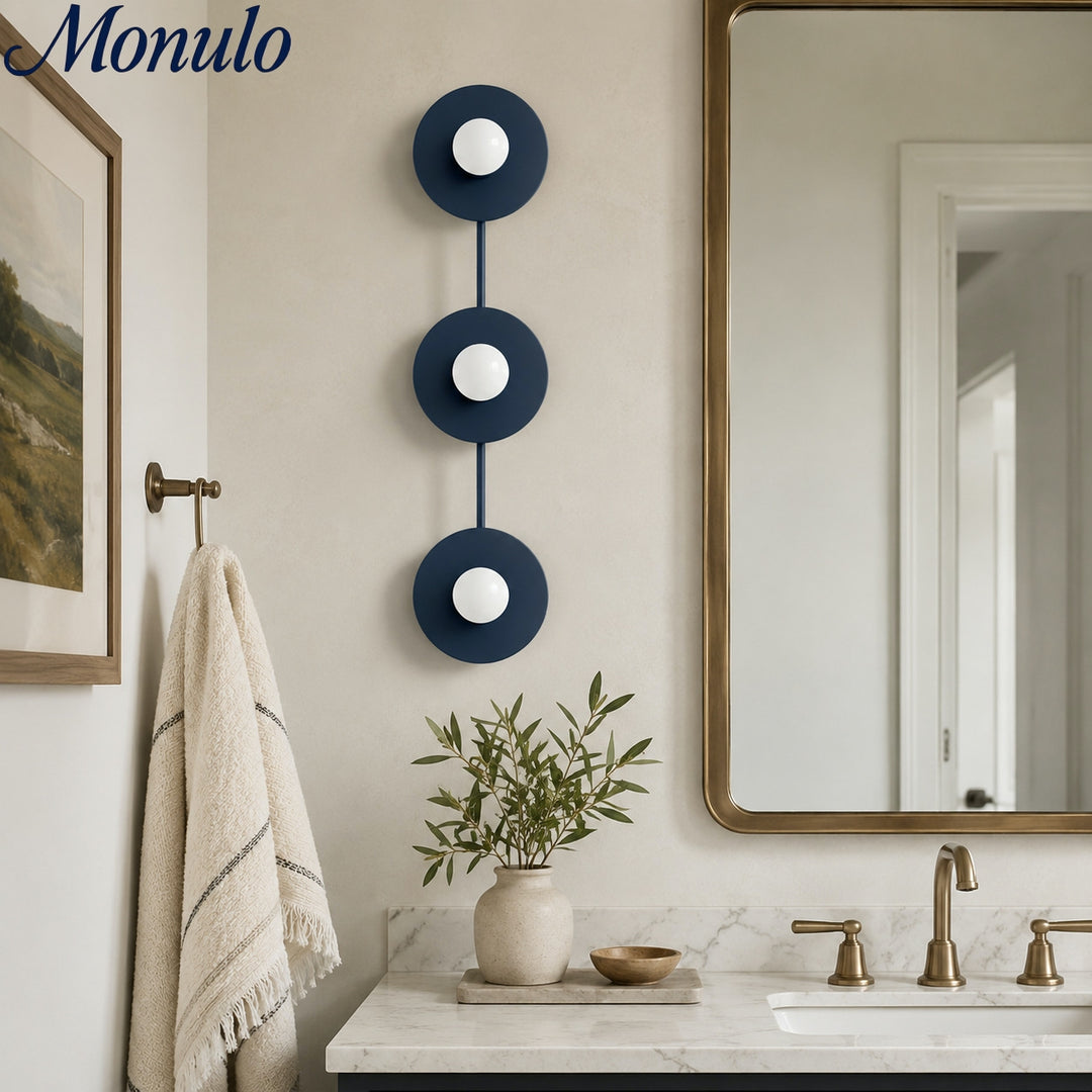 Minimal 3-Light Vanity Wall Sconce – Multiple Color Options Available