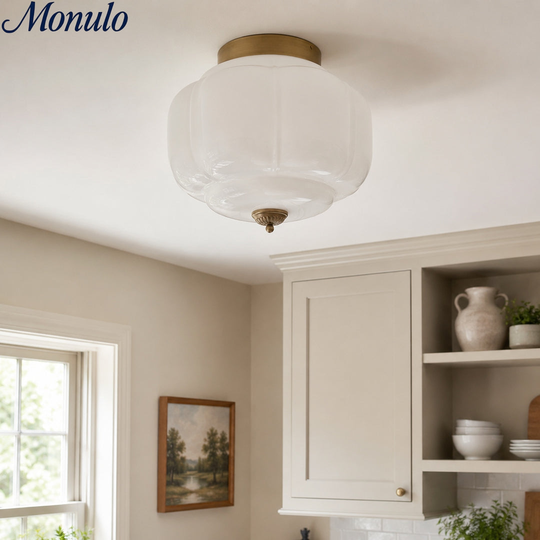 Eloise Flush Mount Milk Glass Ceiling Light – Modern Accent Lighting with Artistic Glass Shade